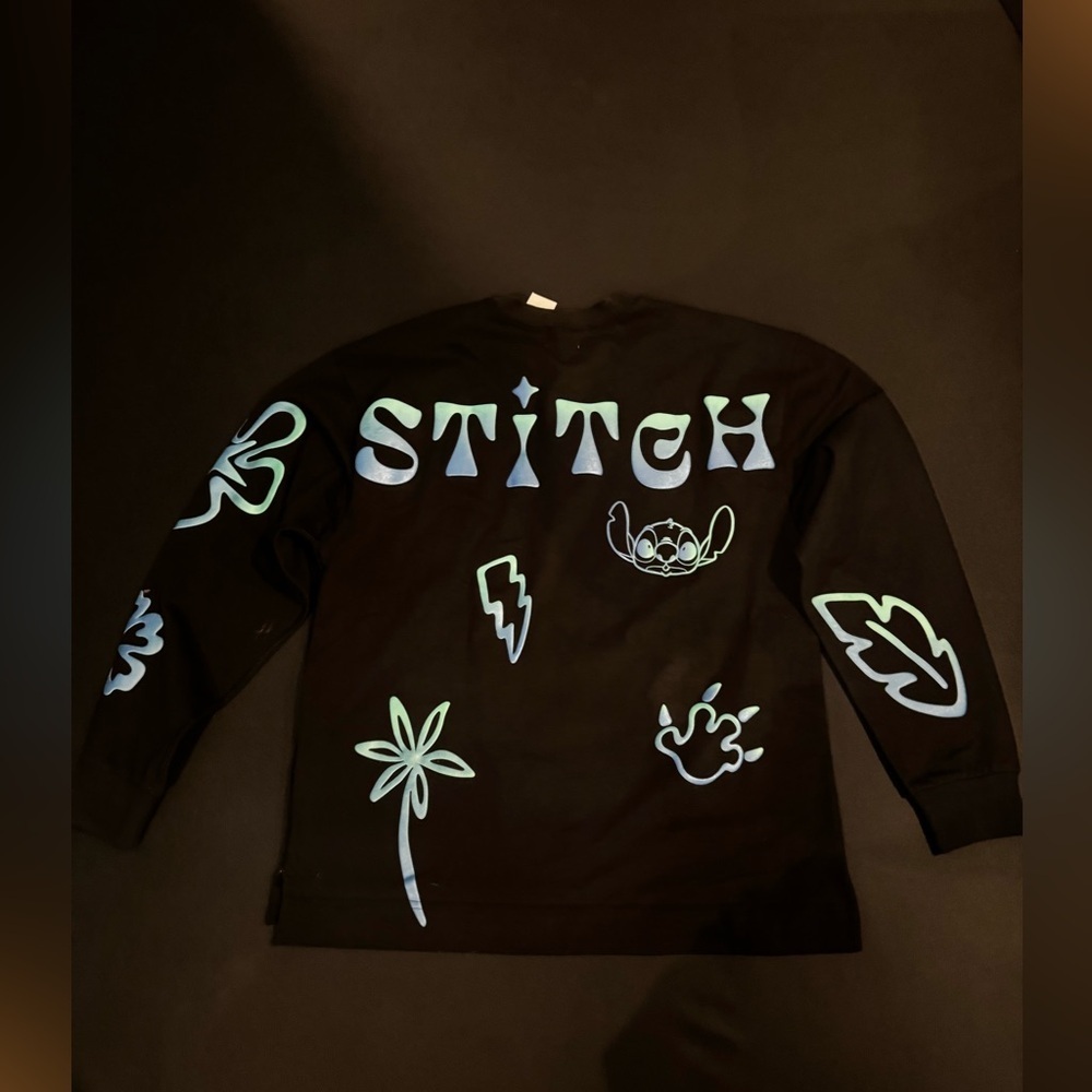 Disney Stitch 626 Oversized Graphic Long Sleeve Shirt Black Y2K